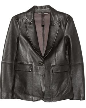 The Jackie Leathers Single-Breasted Leather Jacket - Gray