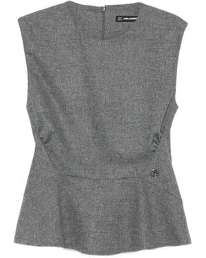 Karl Lagerfeld Haut Péplum À Design Sans Manches - Gris