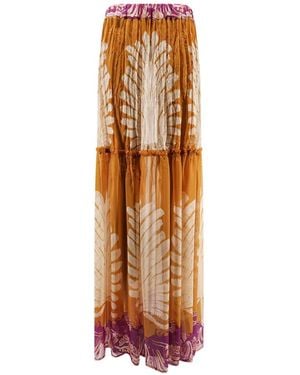 BYE Firenze Gale Palme Leaf-Print Maxi Skirt - White