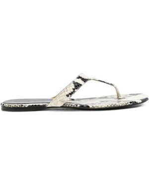 KHAITE Archer Snakeskin-Print Sandals - White