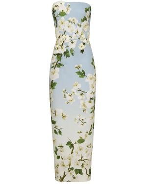Oscar de la Renta Robe-Bustier À Fleurs - Métallisé