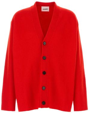 Jil Sander V-Neck Button-Down Cardigan - Red