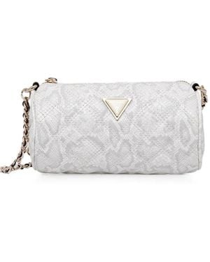 Guess Giully Snakeskin-Effect Quilted Cross Body Bag - White
