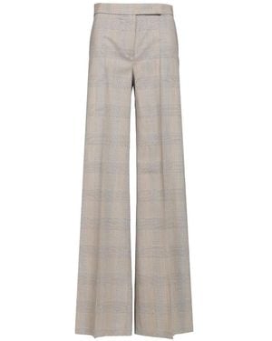 Max Mara Glen Check Wool Pants - Grey