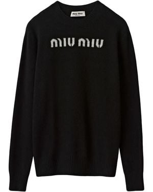 Miu Miu Pull En Cachemire À Logo Jacquard - Noir