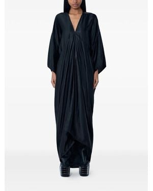 Rick Owens V-Neck Draped Maxi Dress - Blue