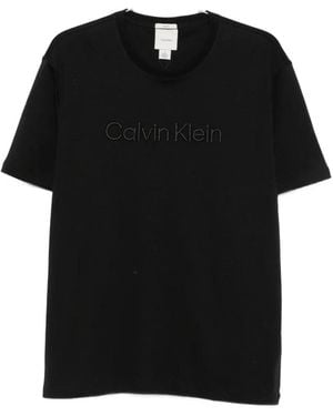 Calvin Klein Logo-Embroidered T-Shirt - Black