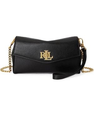 Ralph Lauren Logo-Plaque Chain-Strap Clutch Bag - Black