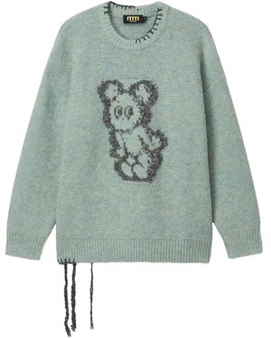 Mini Cream Maglione Con Stampa Grafica - Verde