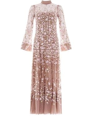 Needle & Thread Sylvia Rose Long-Sleeves Midi Dress - Pink