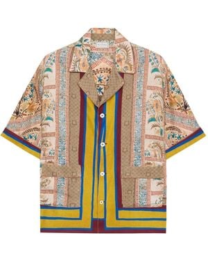 Pierre Louis Mascia Paisley-Print Pocket Shirt - Natural