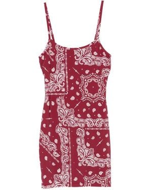 VENUJA Paisley Thin-Strap Mini Dress - Red
