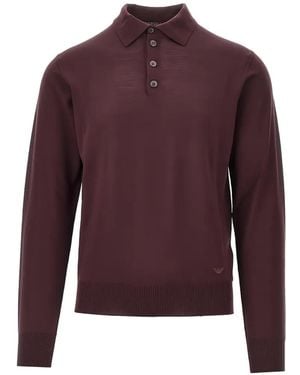 Emporio Armani Long-Sleeve Polo Shirt - Purple