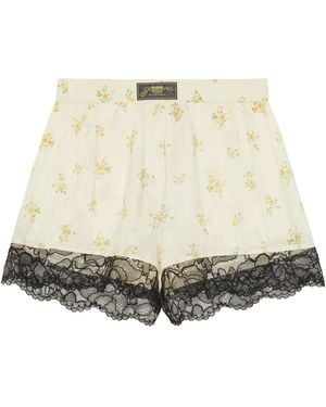Ganni Floral-Print Shorts - Natural