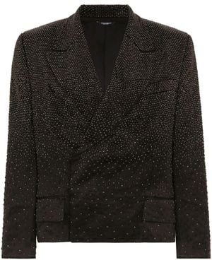 Dolce & Gabbana Embellished Silk Blazer - Black