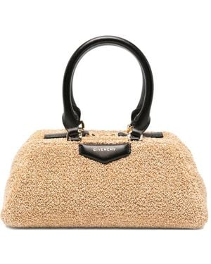 Givenchy Mini Antigona Zip-Up Shoulder Bag - Natural