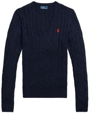 Polo Ralph Lauren Cable-Knit V-Neck Jumper - Blue