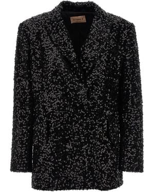 Le twins Doppelreihiger Blazer mit Pailletten - Schwarz