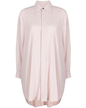 Ami Paris Crepe-Texture Thigh-Lenght Shirt Dress - Pink