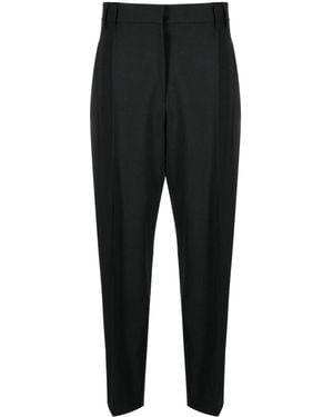 Brunello Cucinelli Cropped Wool-Blend Trousers - Black