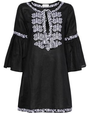 P.A.R.O.S.H. Ciclone Floral-Embroidered Minidress - Black