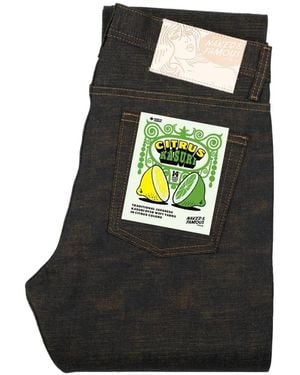 Naked & Famous Weird Guy Citrus Kasuri Selvedge Jeans - Black