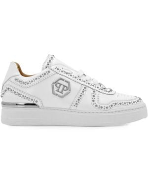 Philipp Plein Lo-Top Leather Trainers - White