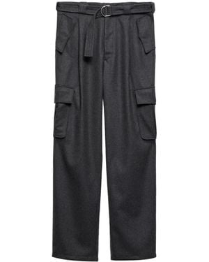 Prada Pleat-Detail Wool Trousers - Grey