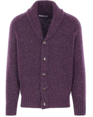Brunello Cucinelli Shawl-Collar Cardigan - Purple