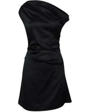 STAUD Phare One-Shoulder Gathered Mini Dress - Black