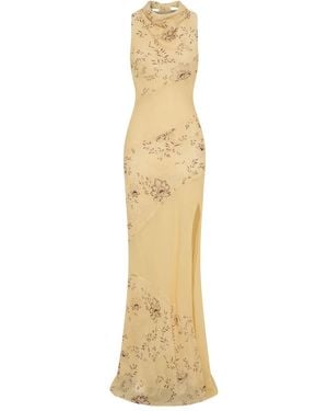 Nicholas Shana Cowl-Neck Floral-Print Maxi Dress - Metallic