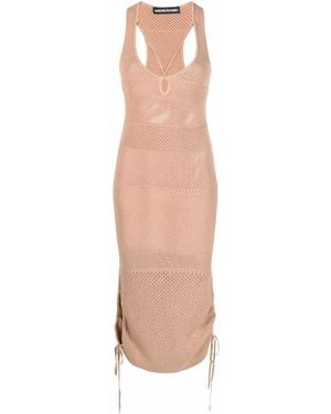 ANDREADAMO Sheer Knitted Raceback Dress - White