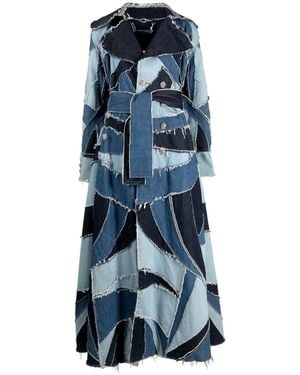 Philipp Plein Abrigo Con Doble Botonadura Y Diseño Patchwork - Azul