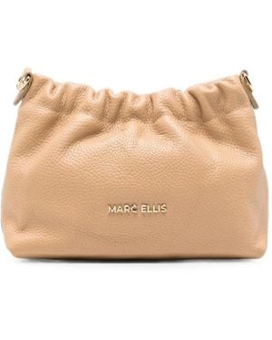 Marc Ellis Ruched Leather Shoulder Bag - Natural