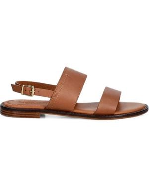 Marc O' Polo Buckle-Fastening Leather Flat Sandals - Brown