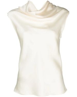 Philosophy Di Lorenzo Serafini Satin Mock-Neck Blouse - Natural