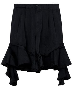Comme des Garçons プリーツ ラッフル ショートパンツ - ブラック