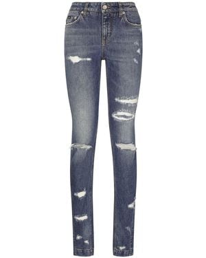 Dolce & Gabbana Girly Distressed Skinny Jeans - Blue