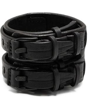 Julius Double-Belt Leather Bracelet - Black