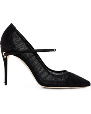 Jennifer Chamandi Lorenzo Mesh-Panelled Court Shoes - Black