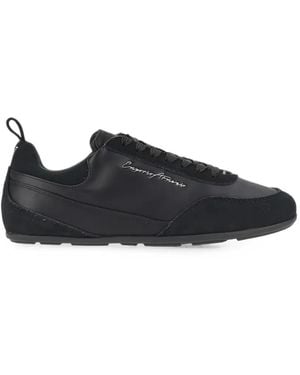 Emporio Armani Logo-Print Panelled Trainers - Black