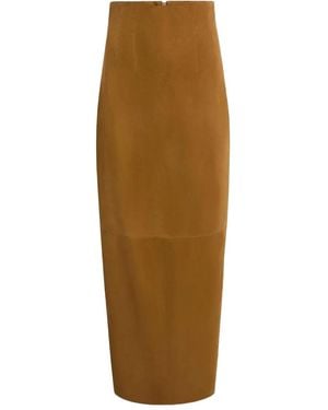 KHAITE Suede Maxi Skirt - Natural