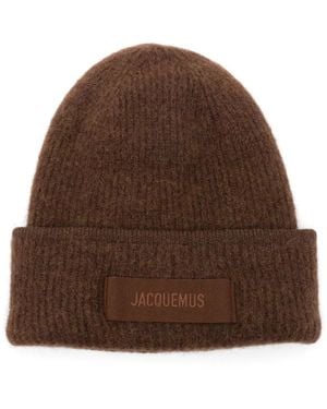 Jacquemus Gerippte Beanie Mit Logo-Patch - Braun