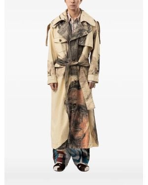 Kidsuper Sketched-Face Trench Coat - Natural