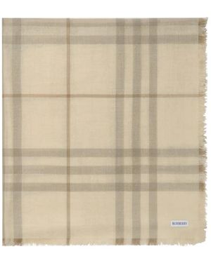 Burberry Écharpe Réversible En Soie À Carreaux - Natural