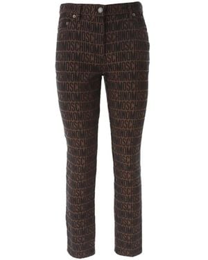 Moschino Logo-Jacquard Five-Pocket Trousers - Grey