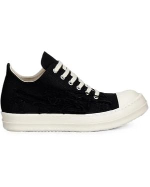 Rick Owens Distressed Low-Top Trainers - Black