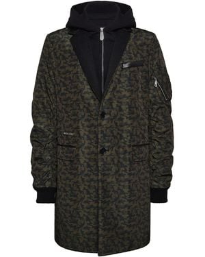 Philipp Plein Layered Camouflage-Pattern Coat - Black
