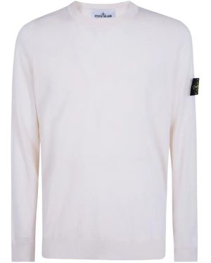 Stone Island Logo-Patch Crew-Neck Top - White