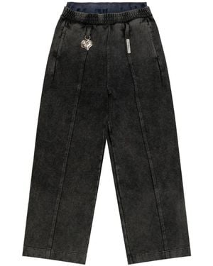 Aape By A Bathing Ape Acid-Wash Heart-Charm Sweat Pants - Black